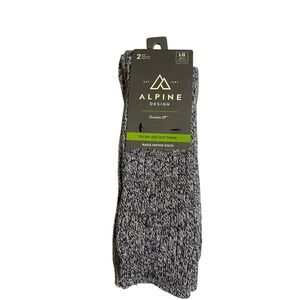 Alpine Design‎ Ragg Hiking Socks 2-Pair Crew Cut Moisture Wicking Large